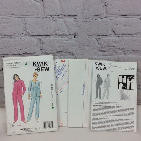 Kwik Sew Sewing Pattern 3088 Women's Sizes XS - XL Jacket & Pants 2 Styles - Picture 2 of 5